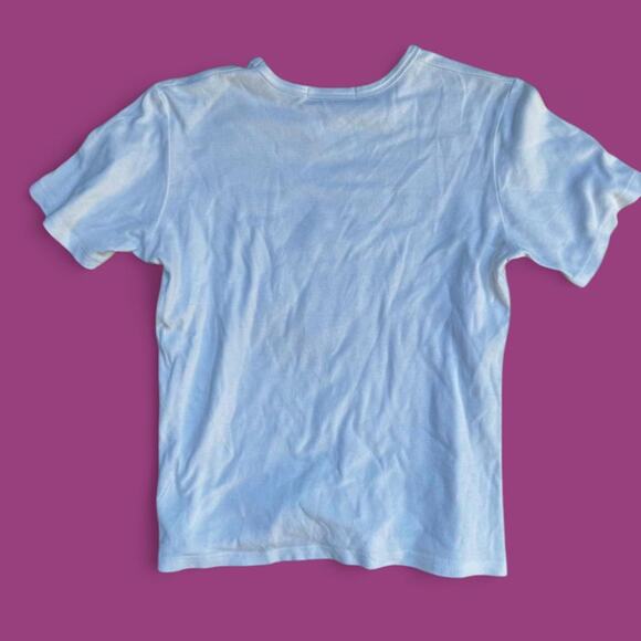 y2k beachy costal white purple pink baby tee tropical print women's size medium - Picture 3 of 5